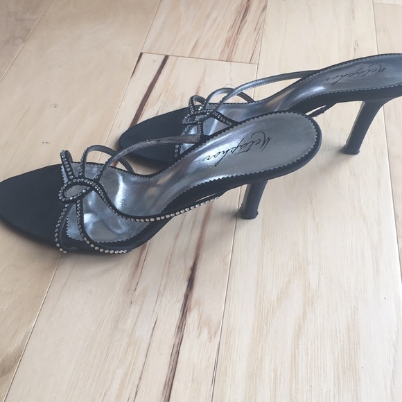 Black slip on heels with rhinestones - Picture 2 of 4